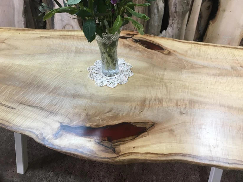 Book Matched Rippled Sycamore Table